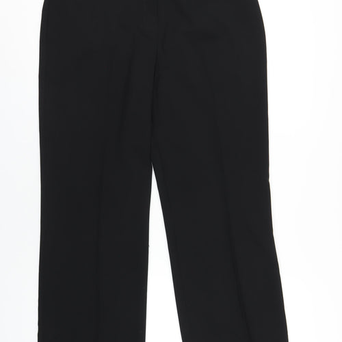 Marks and Spencer Womens Black Polyester Trousers Size 14 L28 in Regular Zip