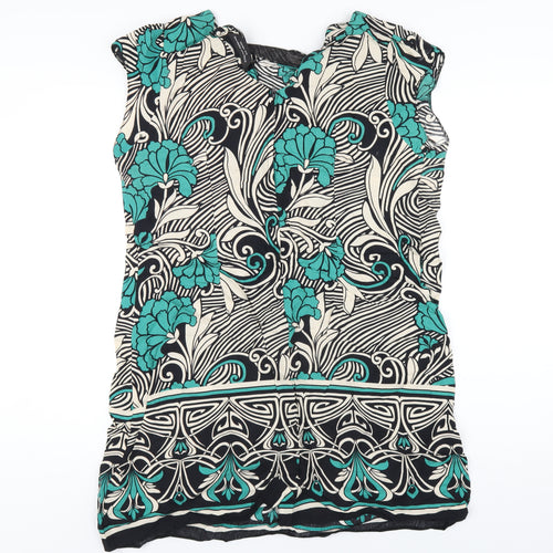 Dorothy Perkins Womens Multicoloured Geometric Viscose A-Line Size 18 Round Neck Zip