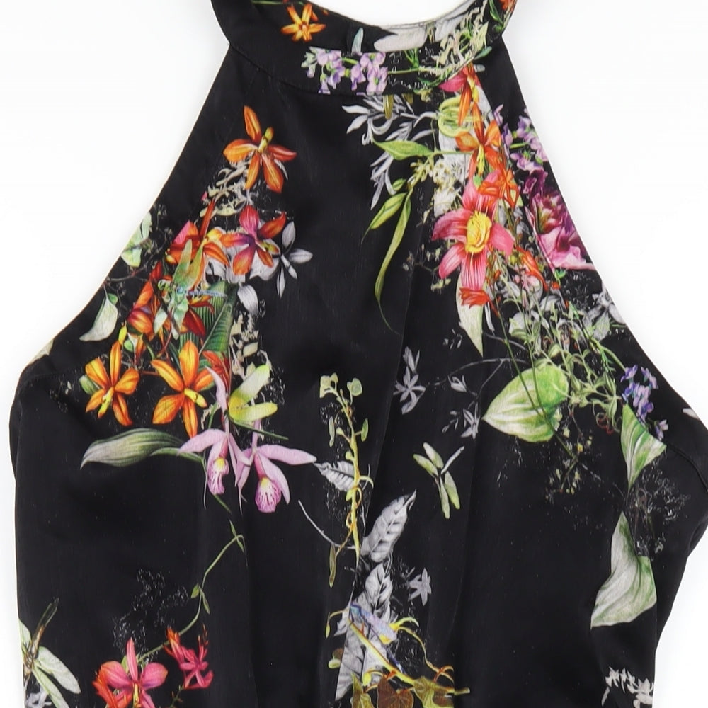 River Island Womens Multicoloured Floral Polyester Playsuit One-Piece Size 10 Button