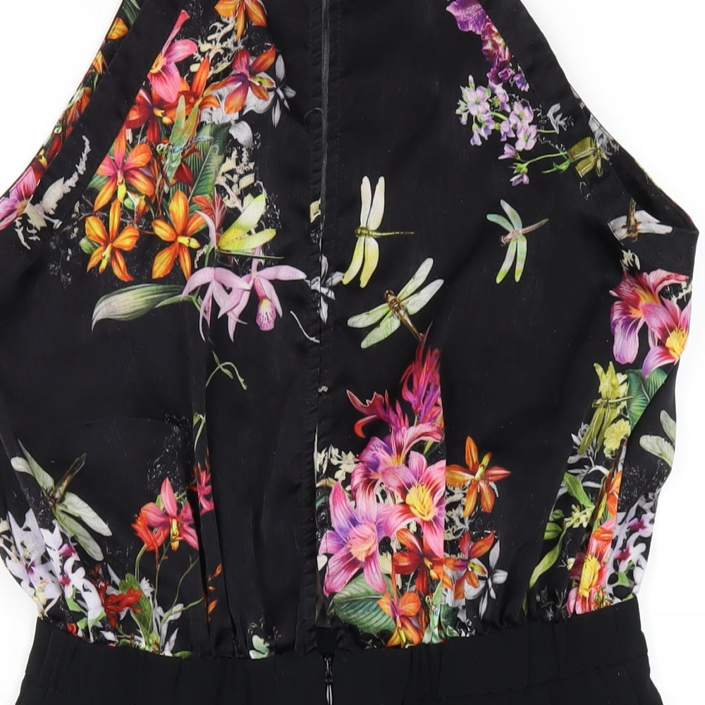 River Island Womens Multicoloured Floral Polyester Playsuit One-Piece Size 10 Button