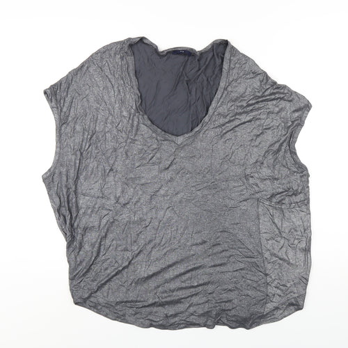 Gap Womens Silver Viscose Basic T-Shirt Size XL V-Neck