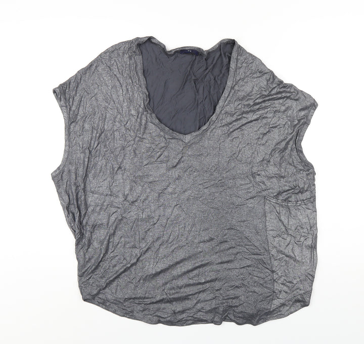 Gap Womens Silver Viscose Basic T-Shirt Size XL V-Neck
