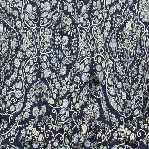 Phase Eight Womens Blue Geometric Viscose A-Line Size 16 Mock Neck Button