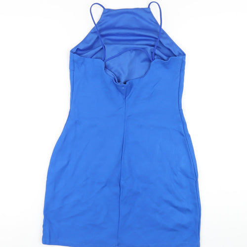 Stradivarius Womens Blue Viscose Mini Size M Square Neck Pullover