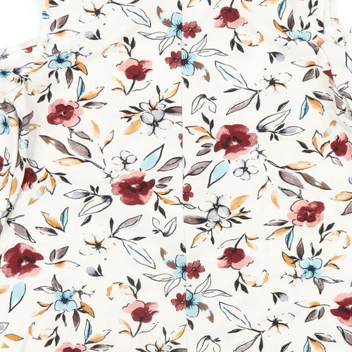 Mango Womens Ivory Floral Polyester Basic T-Shirt Size XS Round Neck
