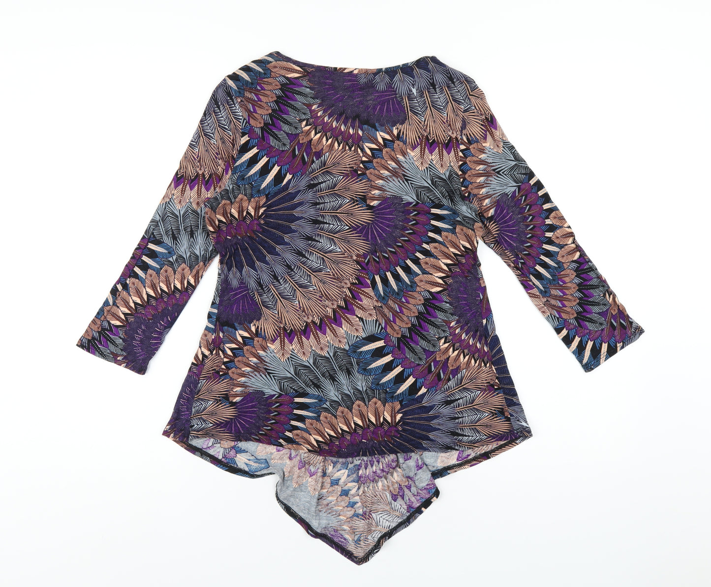 Wallis Womens Multicoloured Geometric Viscose Basic T-Shirt Size S V-Neck