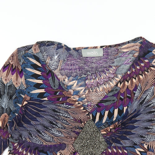 Wallis Womens Multicoloured Geometric Viscose Basic T-Shirt Size S V-Neck