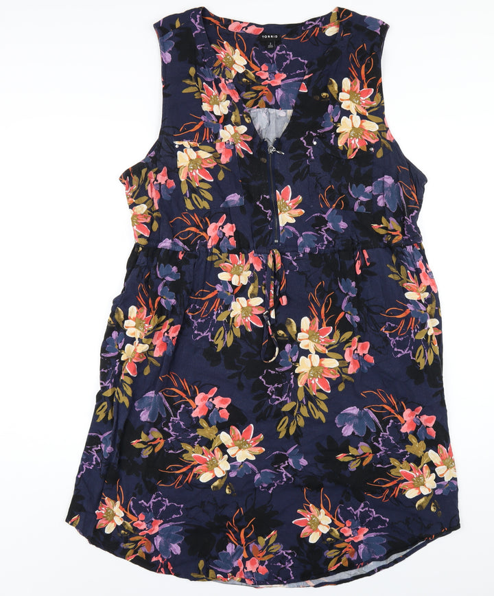 Torrid Womens Multicoloured Floral Viscose A-Line Size 12 V-Neck Pullover