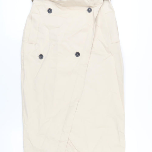 Zara Womens Beige Polyester Straight & Pencil Skirt Size S Zip
