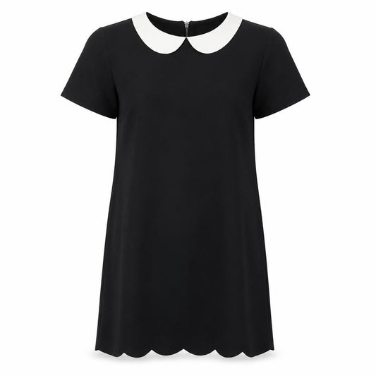 Front view of Tokyo Doll women’s black polyester a-line, size UK 12, round neck zip