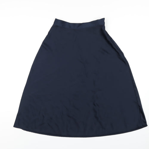 H&M Womens Blue Polyester A-Line Skirt Size 8 Zip