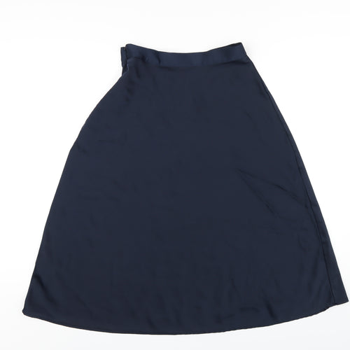 H&M Womens Blue Polyester A-Line Skirt Size 8 Zip