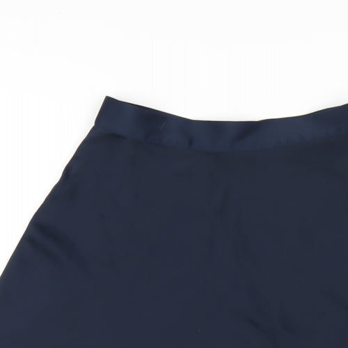 H&M Womens Blue Polyester A-Line Skirt Size 8 Zip