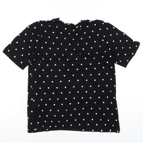 Bossini Womens Black Polka Dot Viscose Basic T-Shirt Size XS Round Neck