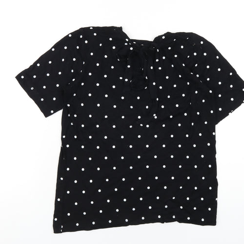 Bossini Womens Black Polka Dot Viscose Basic T-Shirt Size XS Round Neck