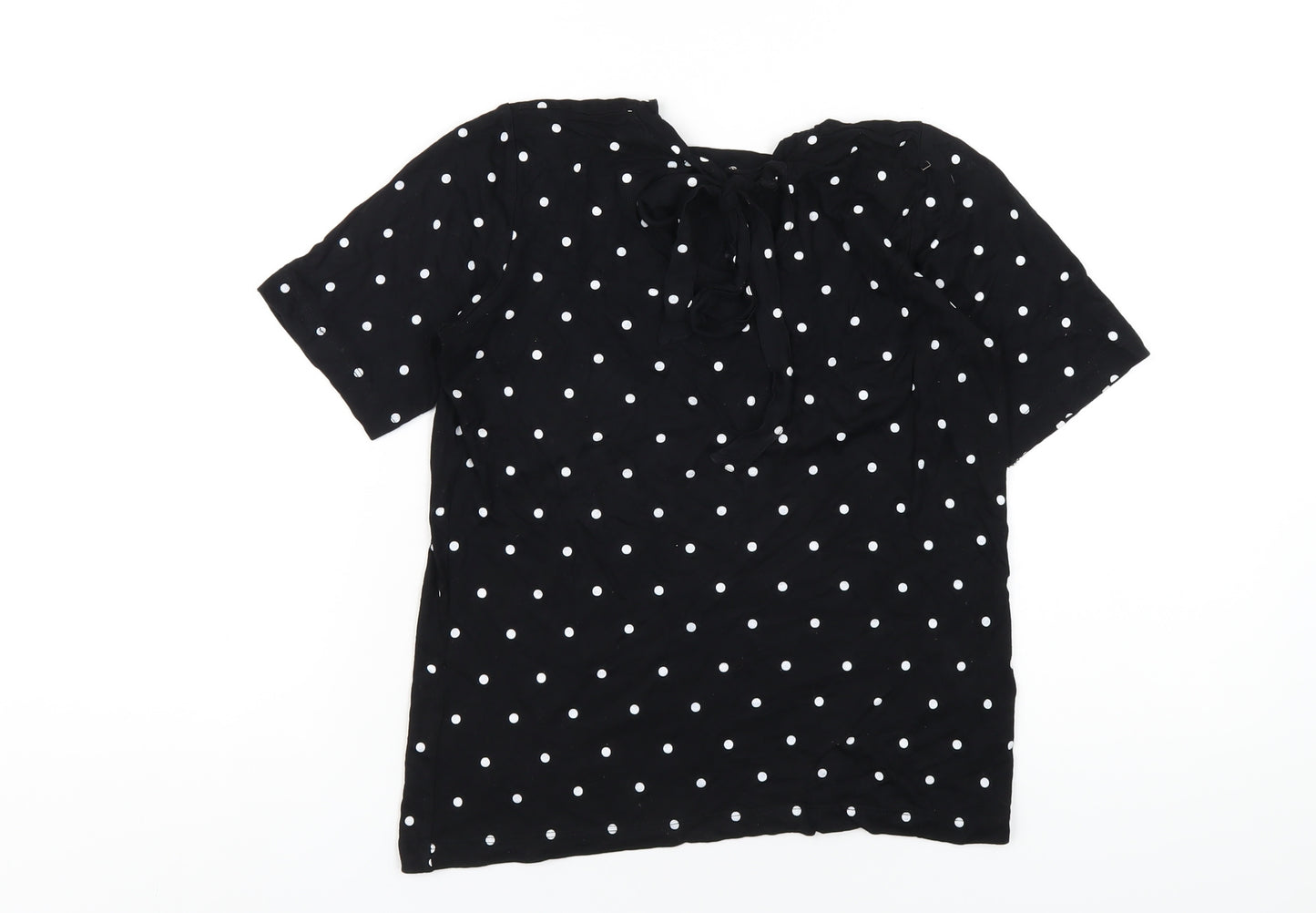 Bossini Womens Black Polka Dot Viscose Basic T-Shirt Size XS Round Neck