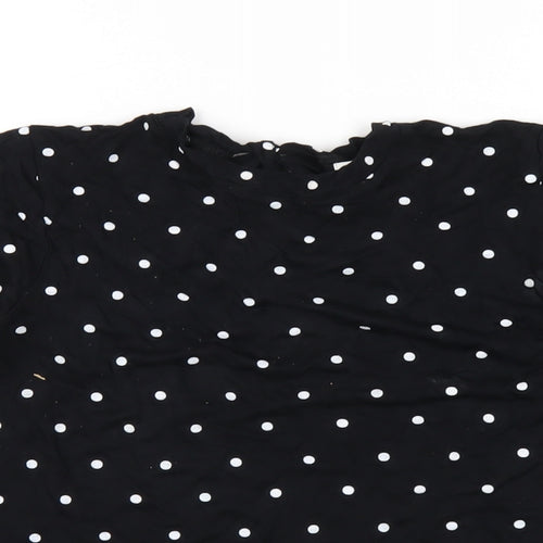 Bossini Womens Black Polka Dot Viscose Basic T-Shirt Size XS Round Neck