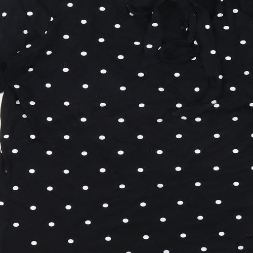 Bossini Womens Black Polka Dot Viscose Basic T-Shirt Size XS Round Neck