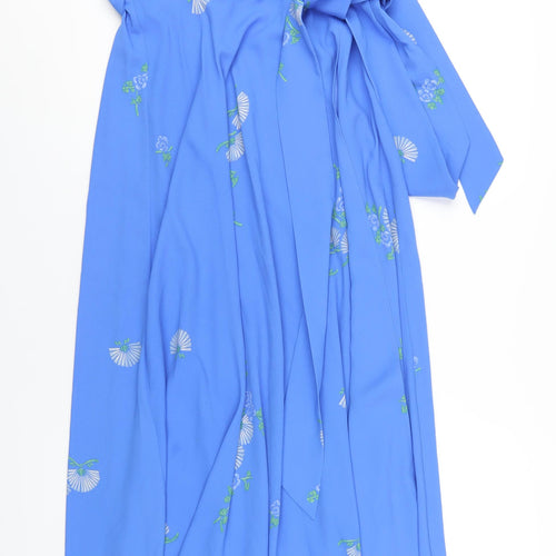 NEXT Womens Blue Floral Polyester Wrap Skirt Size 16 Tie