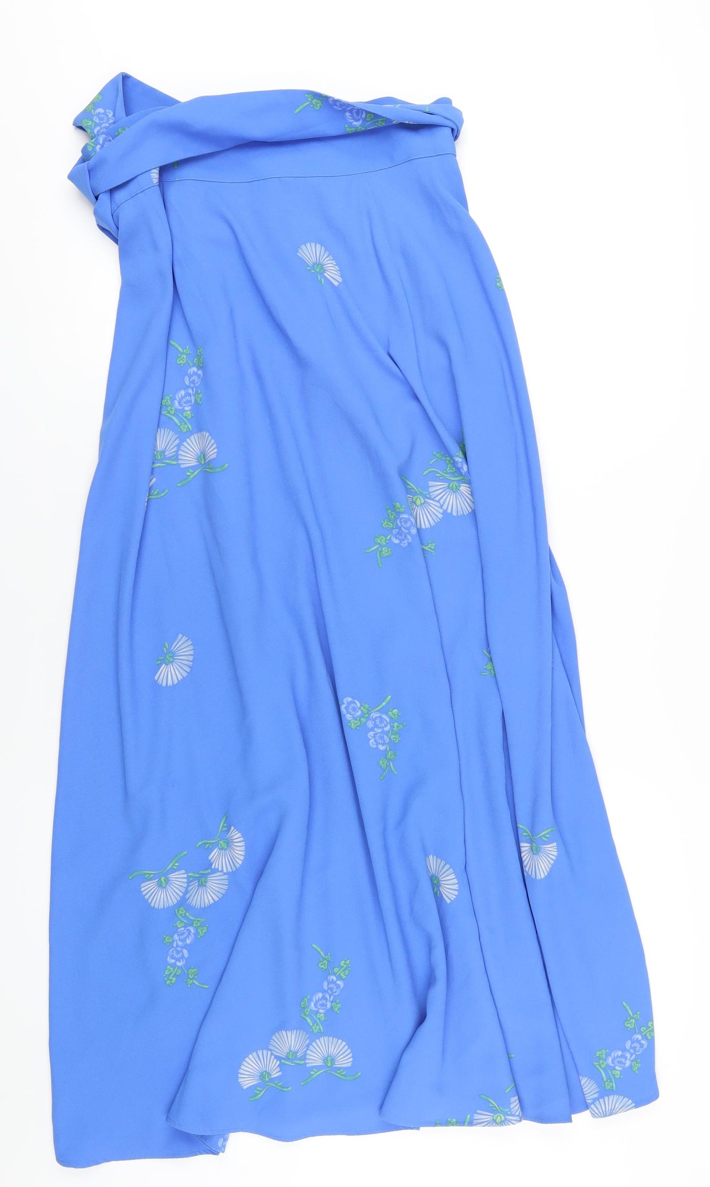 NEXT Womens Blue Floral Polyester Wrap Skirt Size 16 Tie