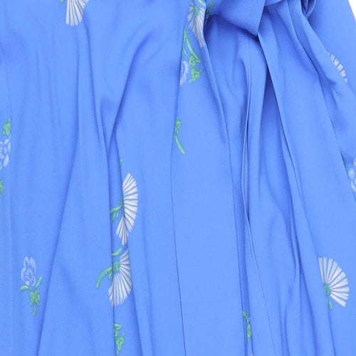 NEXT Womens Blue Floral Polyester Wrap Skirt Size 16 Tie