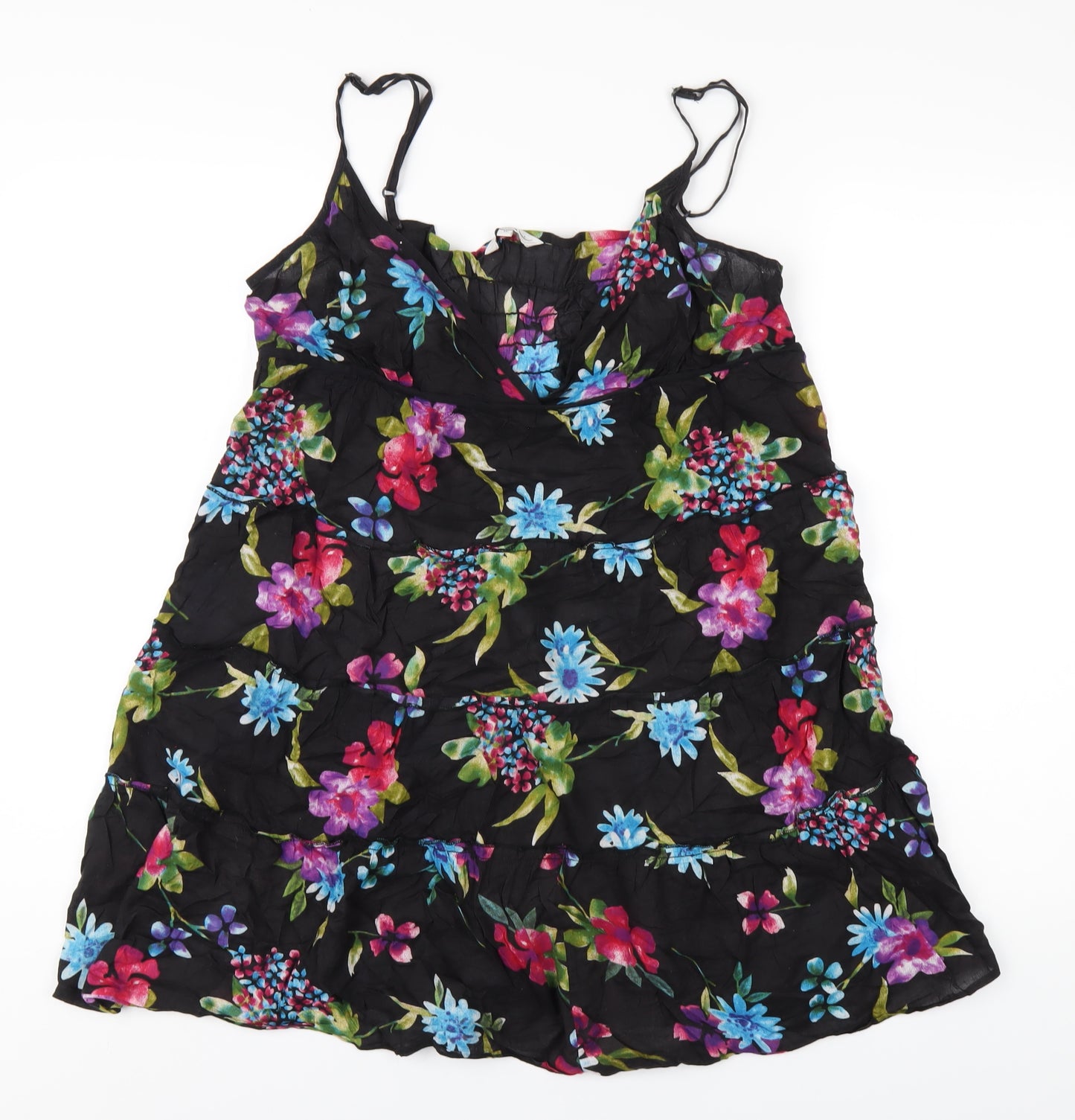 New Look Womens Multicoloured Floral Cotton A-Line Size 16 V-Neck Pullover