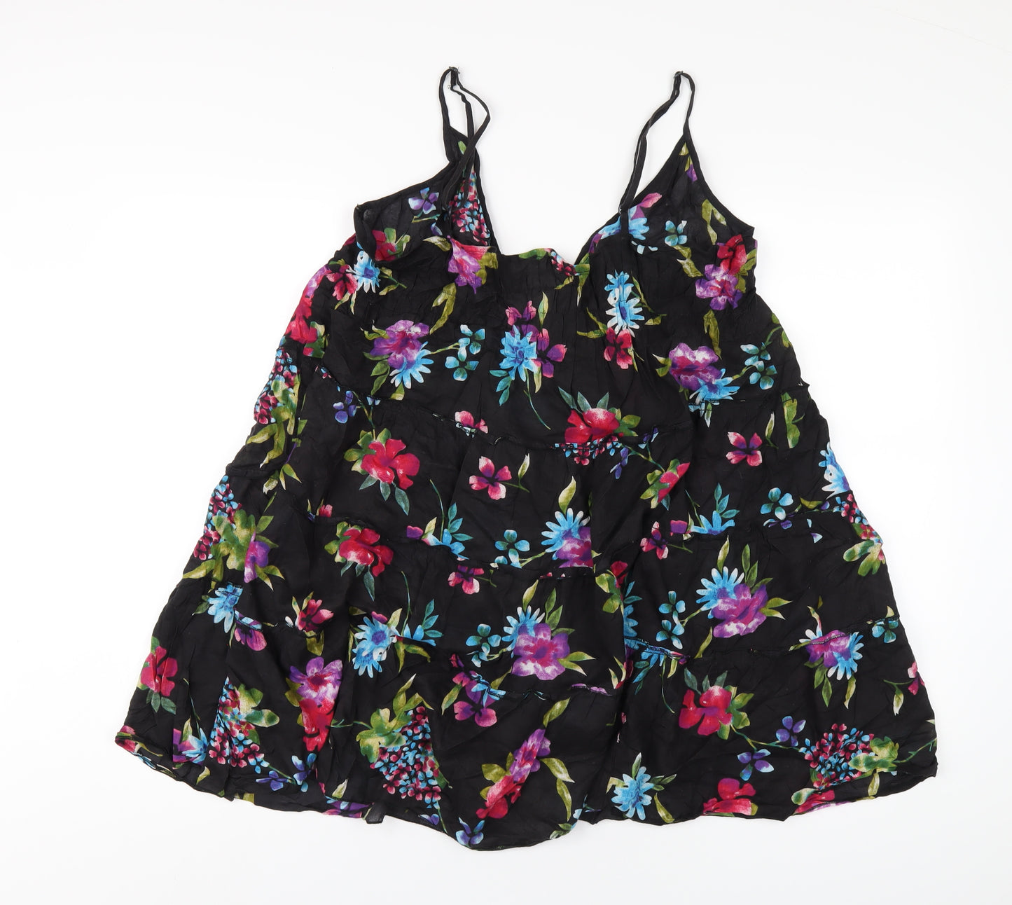 New Look Womens Multicoloured Floral Cotton A-Line Size 16 V-Neck Pullover