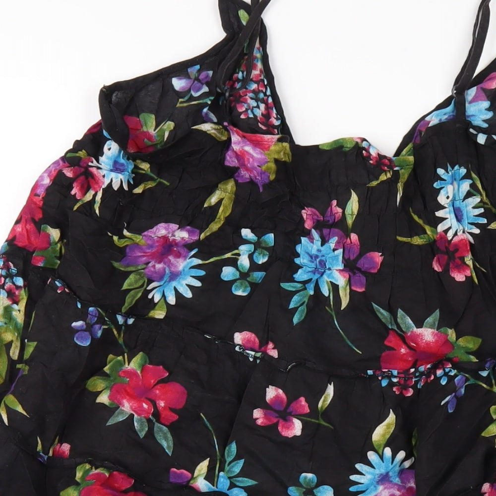 New Look Womens Multicoloured Floral Cotton A-Line Size 16 V-Neck Pullover