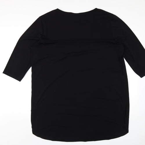 H&M Womens Black Polyester T-Shirt Dress Size XL Round Neck Pullover