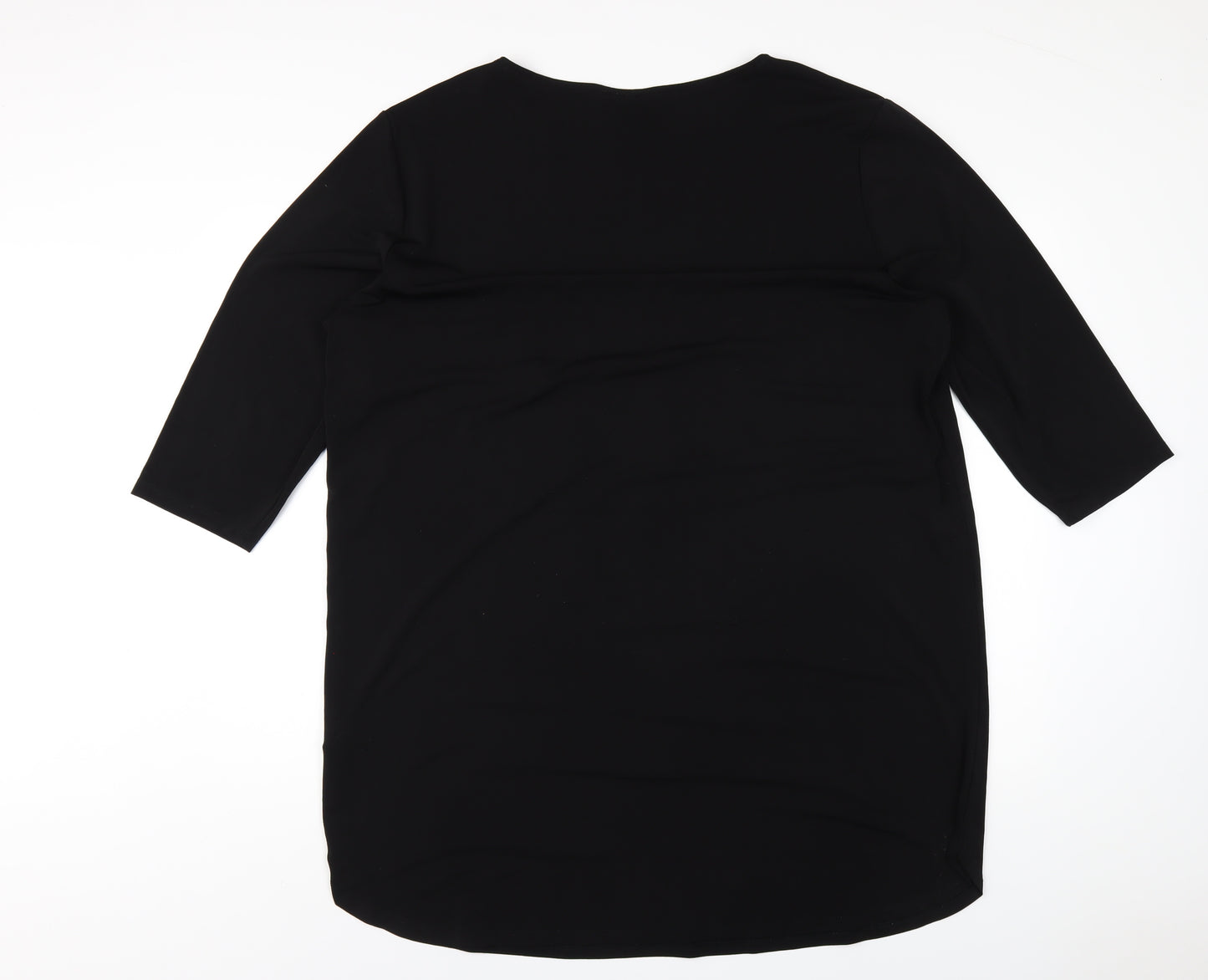 H&M Womens Black Polyester T-Shirt Dress Size XL Round Neck Pullover