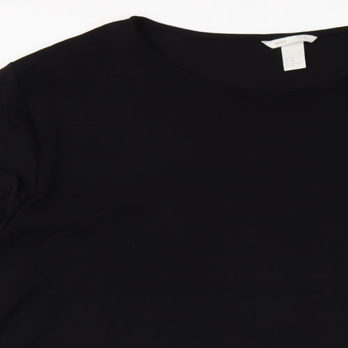 H&M Womens Black Polyester T-Shirt Dress Size XL Round Neck Pullover