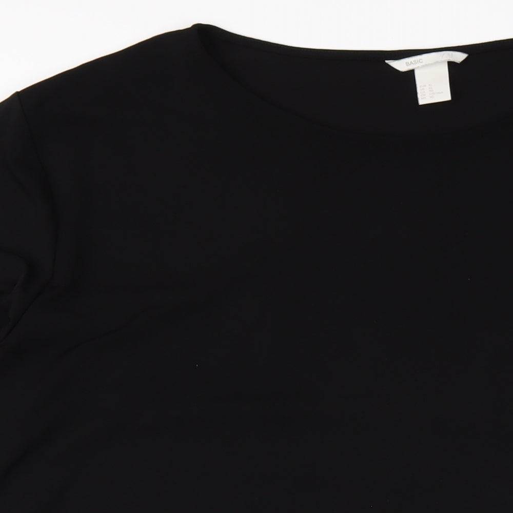 H&M Womens Black Polyester T-Shirt Dress Size XL Round Neck Pullover