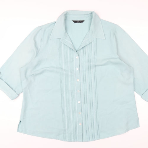 Bonmarché Womens Blue Polyester Basic Button-Up Size 22 Collared