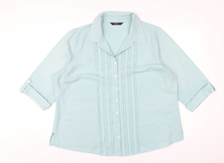Bonmarché Womens Blue Polyester Basic Button-Up Size 22 Collared