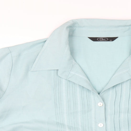 Bonmarché Womens Blue Polyester Basic Button-Up Size 22 Collared