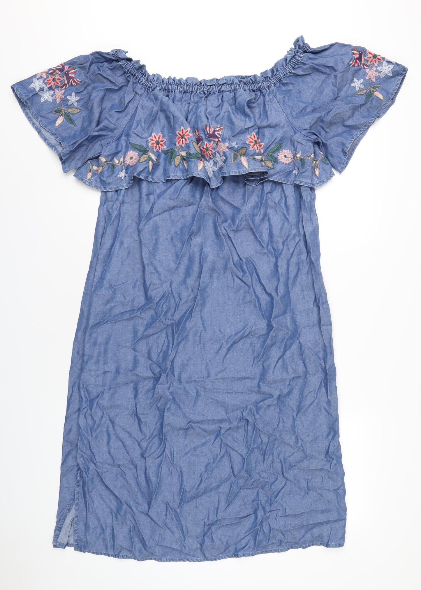 Marks and Spencer Womens Blue Lyocell A-Line Size 14 Off the Shoulder Pullover