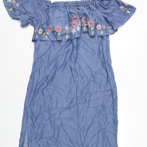 Marks and Spencer Womens Blue Lyocell A-Line Size 14 Off the Shoulder Pullover