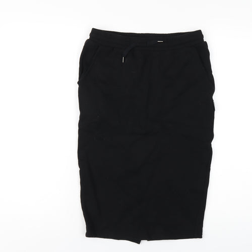 Izzue Womens Black Cotton Straight & Pencil Skirt Size S Drawstring