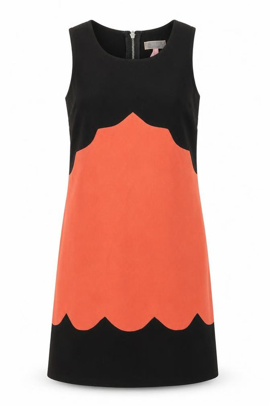 Front view of Lipsy women’s black polyester a-line, size UK 8, round neck zip
