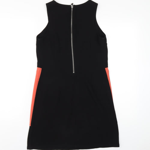 Lipsy Womens Black Polyester A-Line Size 8 Round Neck Zip