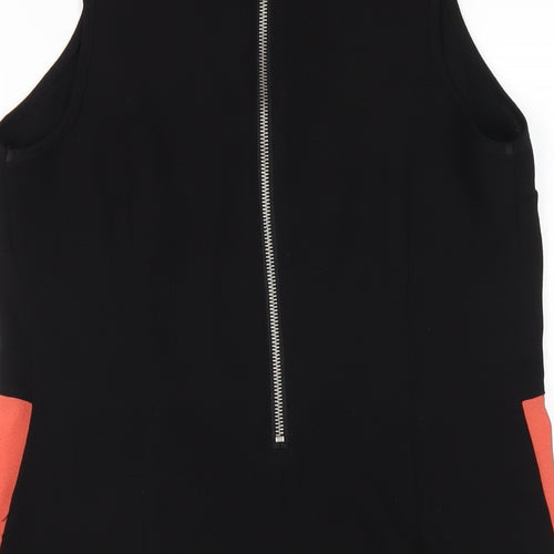 Lipsy Womens Black Polyester A-Line Size 8 Round Neck Zip