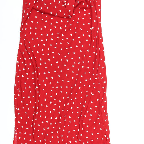 Nasty Gal Womens Red Geometric Polyester Slip Dress Size 12 Cowl Neck Zip