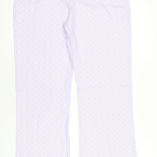 Boohoo Womens Purple Geometric Polyester Trousers Size 16 L32 in Regular Zip