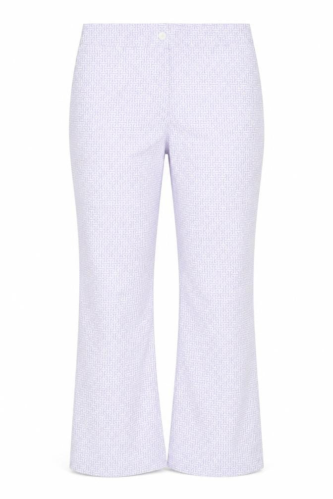 Boohoo Womens Purple Geometric Polyester Trousers Size 16 L32 in Regular Zip