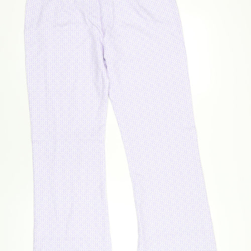 Boohoo Womens Purple Geometric Polyester Trousers Size 16 L32 in Regular Zip