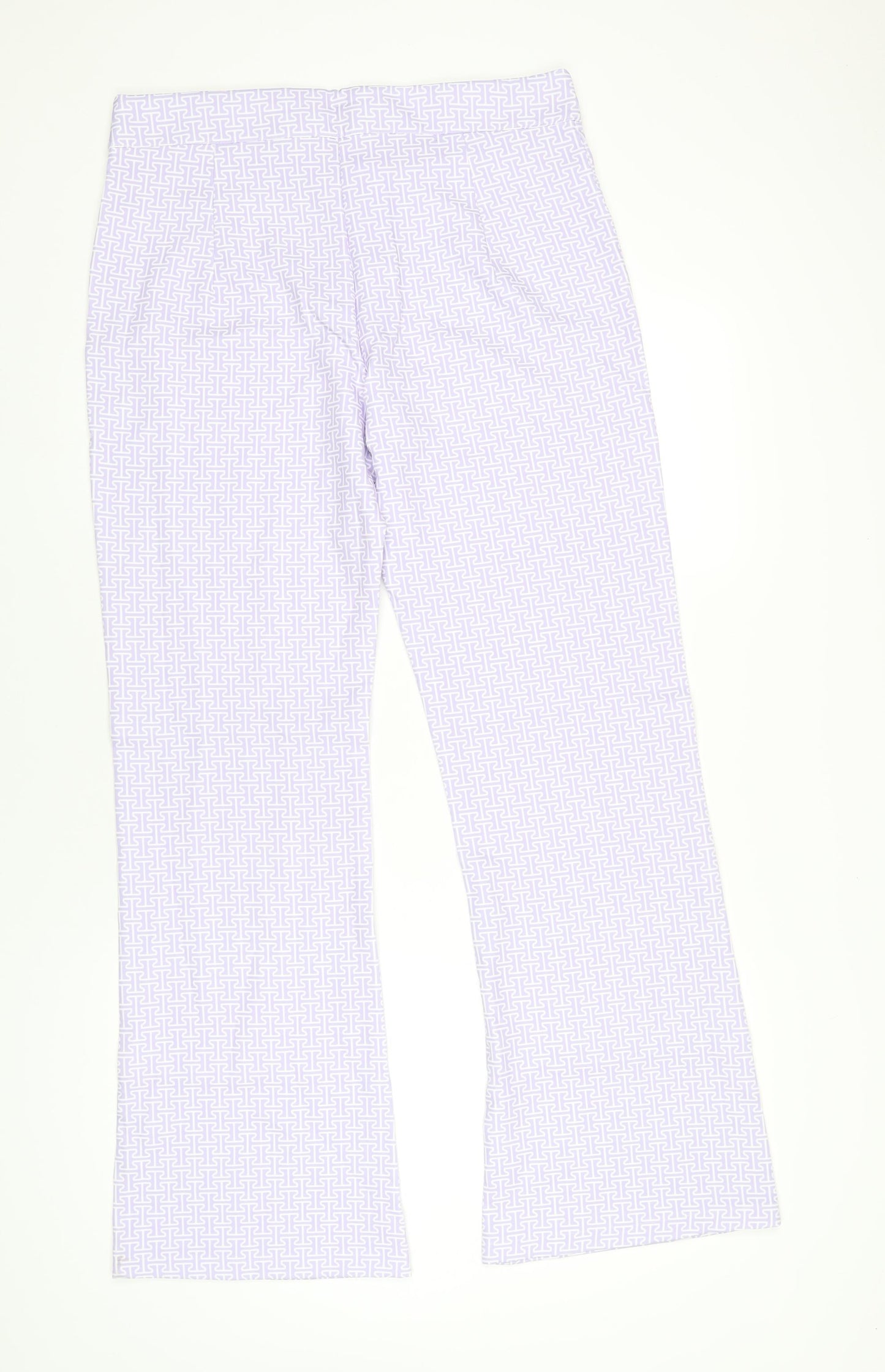 Boohoo Womens Purple Geometric Polyester Trousers Size 16 L32 in Regular Zip