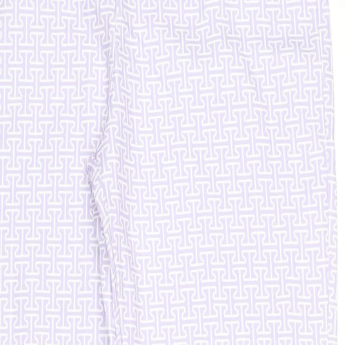 Boohoo Womens Purple Geometric Polyester Trousers Size 16 L32 in Regular Zip