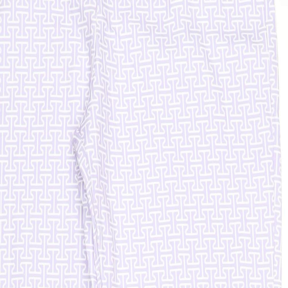 Boohoo Womens Purple Geometric Polyester Trousers Size 16 L32 in Regular Zip