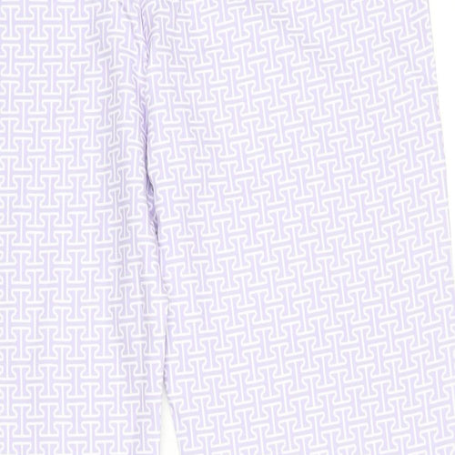 Boohoo Womens Purple Geometric Polyester Trousers Size 16 L32 in Regular Zip