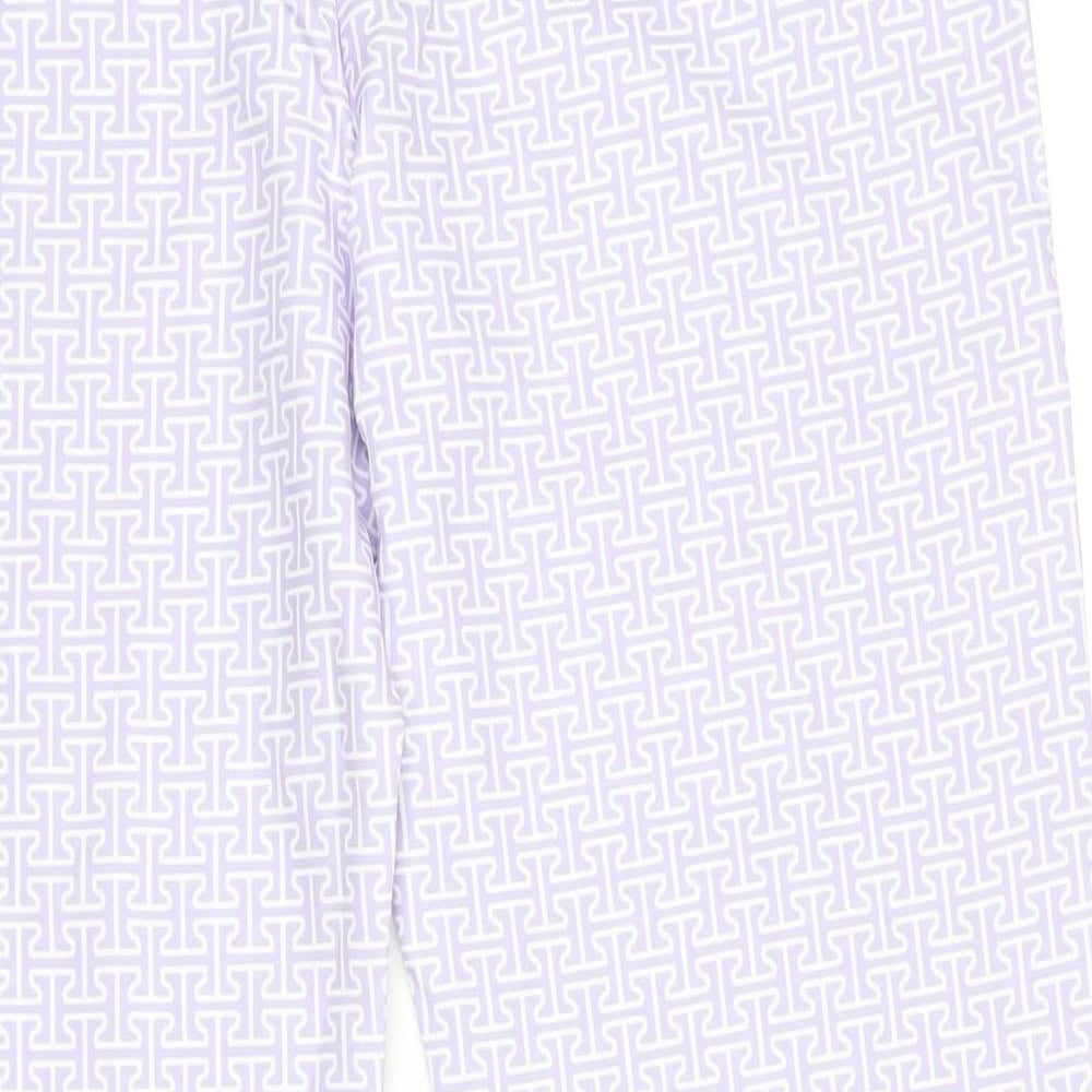 Boohoo Womens Purple Geometric Polyester Trousers Size 16 L32 in Regular Zip